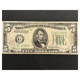 1934 B Green Seal $5 Dollar Federal Reserve Note