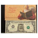 1988 A Green Seal Santa $1 Dollar Federal Reserve Note