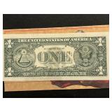 1988 A Green Seal Santa $1 Dollar Federal Reserve Note