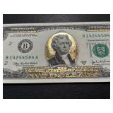2003 A $2 Dollar Note Gold Colorized Uncirculated