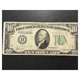 1934 A Green Seal $10 Dollar Federal Reserve Note
