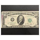 1950 A Green Seal $10 Dollar Federal Reserve Note