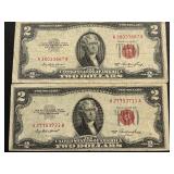 1953 Red Seal $2 Dollar Notes