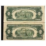 1953 Red Seal $2 Dollar Notes