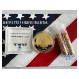 Gold Layered Medallion and Gold Flake Tubes