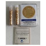 Gold Layered Medallion and Gold Flake Tubes