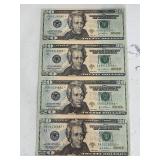 Uncut Sheet of 2004 A $20 Dollar Star Notes