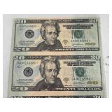 Uncut Sheet of 2004 A $20 Dollar Star Notes