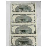Uncut Sheet of 2003 $5 Dollar Star Notes