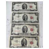 1953 Red Seal $2 Dollar Notes