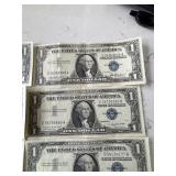 10 Blue Seal $1 Dollar Silver Certificates