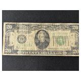 1934 Green Seal $20 Dollar Federal Reserve Note
