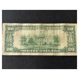 1934 Green Seal $20 Dollar Federal Reserve Note