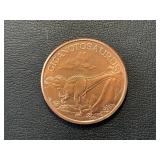 1 Ounce .999 Fine Copper Round Giganotosaurus