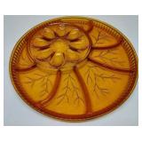 Indiana Glass Hobnail Amber Deviled Egg Plate & Relish Tray