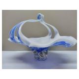 Royal Gallery Hand Blown Art Basket Bowl