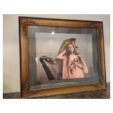 "Girl with Harp" in Antique Frame