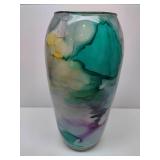 Watercolor Swirl Glass Vase