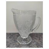 Jeanette Clear Glass Iris & Herringbone Pitcher