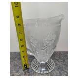 Jeanette Clear Glass Iris & Herringbone Pitcher