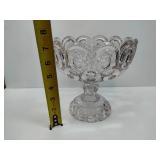 L.E. Smith Moon & Stars Clear Glass Compote Dish