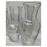 Assortment of Ten Glass/Crystal Vases