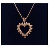 Silver Heart w/Garnet Pendant & Necklace Stamped 925