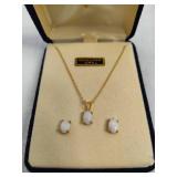 Opal Necklace & Earring Set Stamped 14K