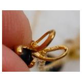 Black Onyx & Gold Necklace Set Stamped 14K