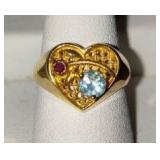 10K Heart Ring w/Topaz (sz6)