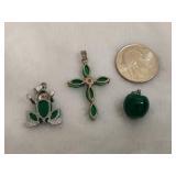 Jade (?) Pierced Earrings & Pendants