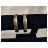 Two Patterned Silver Bangles Stamped 925