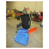 SNOW SHOVELS, TARPS AND 50 GALLON WASTE BIN