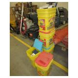 A SKID OF SNOW FENCE MATERIALS AND HARDWARE