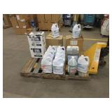 A PALLET OF FLOOR AND STAINLESS STEEL CLEANER