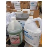 A PALLET OF FLOOR AND STAINLESS STEEL CLEANER