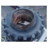 Pair of Used 16.9-24 Armstrong Industrial Tractor Tires on Band Dual Wheels +1 Other