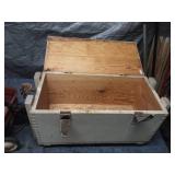 Antique Metal Watering Can and Wooden Storage Chest with Wagon