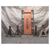 Assorted Jack Stands and Larin Automotive Creeper
