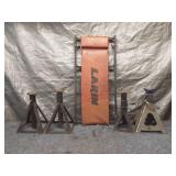 Assorted Jack Stands and Larin Automotive Creeper
