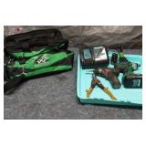 Hitachi Impact Driver with Battery and Bag, Makita Charger, and Bosch Impact Driver