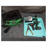 Hitachi Impact Driver with Battery and Bag, Makita Charger, and Bosch Impact Driver