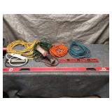 Lot of Extension Cords, Levels, and Work Light