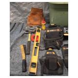 Assorted Construction Tools and Tool Belts Collection