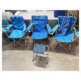 Set of 3 Outdoor Folding Camp Chairs with Carrying Bags and Stool