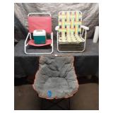 Set of 3 Outdoor Folding Chairs and a Small Ice Cooler