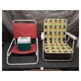Set of 3 Outdoor Folding Chairs and a Small Ice Cooler
