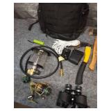 Outdoor Survival Gear Set with Backpack, Axe, Binoculars, and More
