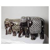 Indian Bone Inlay Rosewood Elephants