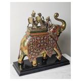 Brass & Enamel Indian Moradabadi Hathi Howdah Figure